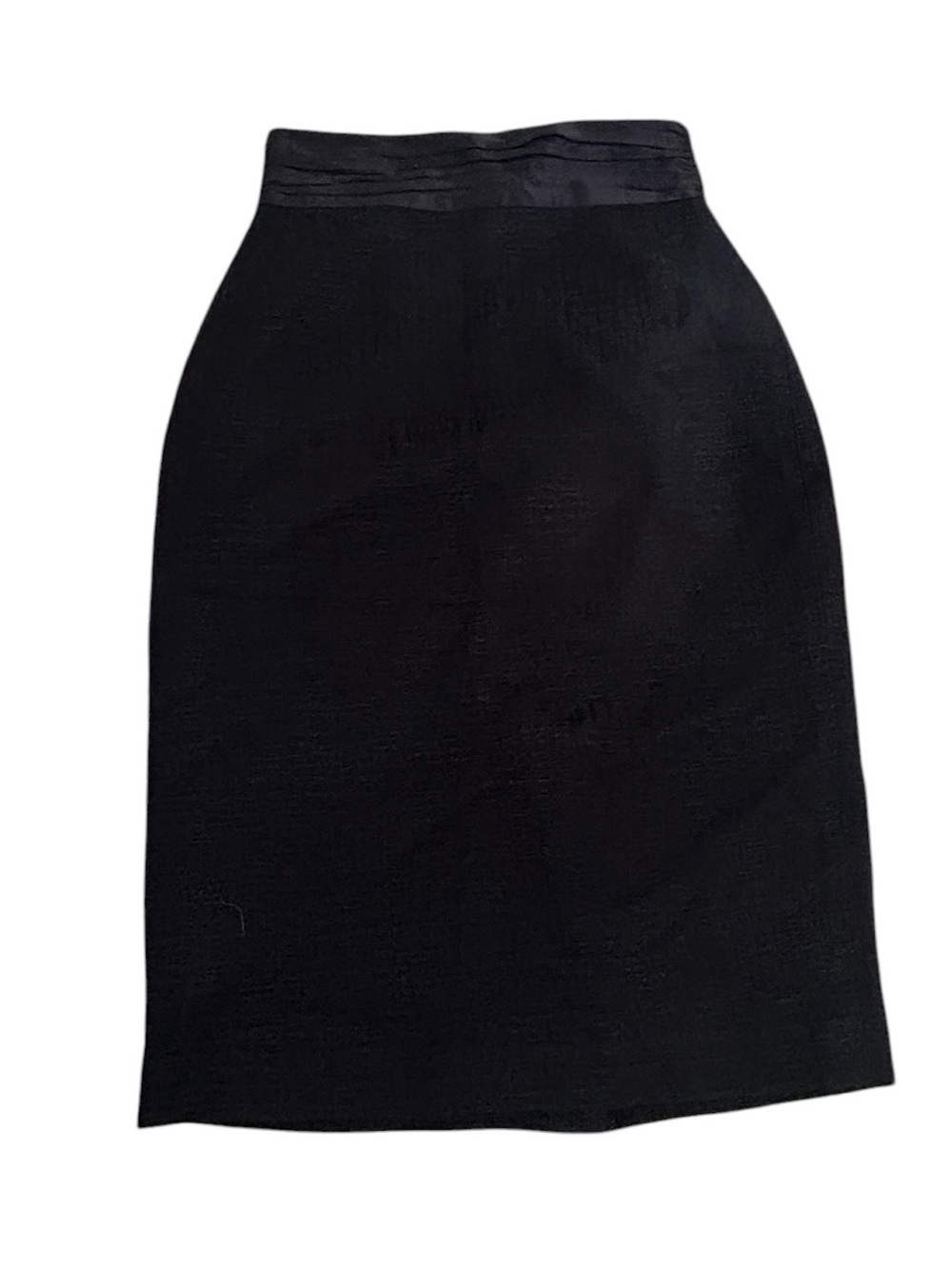 Elie Tahari Black High-Waist textured Pencil Skirt satin waistband size 6